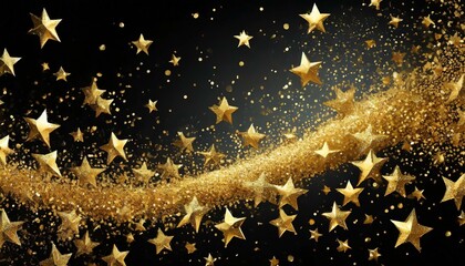 Starry Symphony: Gold Stars Descend Against a Midnight Canvas"