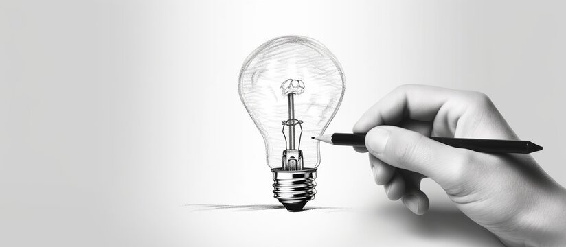 Hand holding drawn light bulb - Ecology/Environment concept