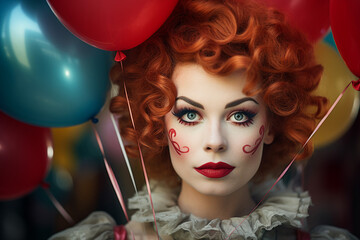 Circus performer clown magician showman in retro costume miracle time Generative AI