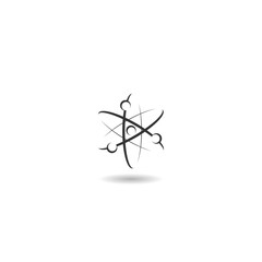 Atom icon logo with shadow