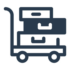Handy Baggage Cart at Terminal Vector Icon Illustration