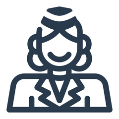 Attentive Flight Attendant Crew Vector Icon Illustration