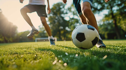 Fototapeta premium Men playing in soccer.
