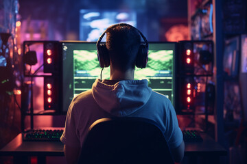 Obraz premium Generative AI picture playing video games concept gaming addiction