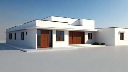 Architecture of 3d rendering modern house on white background. 3d illustration. concept for real estate or property