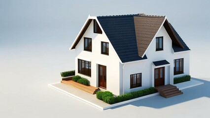 Architecture of 3d rendering modern house on white background. 3d illustration. concept for real estate or property