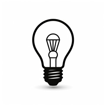 Sleek black line art of a light bulb on a white background.