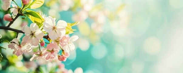 Sunlit cherry blossoms radiating with vibrant springtime energy.