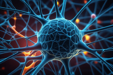 Macro presentation of neural network in the human nervous system - obrazy, fototapety, plakaty