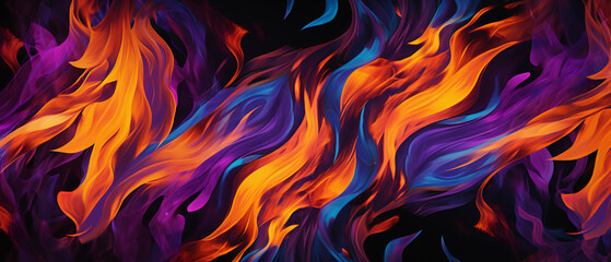 Abstract neon patterns that resemble vibrant fire, abstract flames background.
