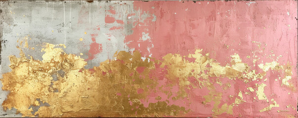 pink rose with gold and platinum frosting abstract painting background