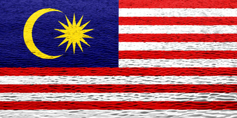 Flag of Malaysia on a textured background. Concept collage.