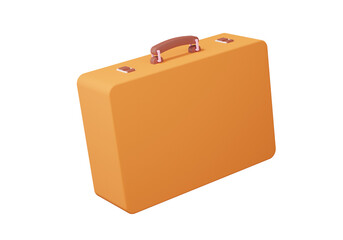 Orange suitcase icon on isolated background. briefcase tour travel concept. minimal cartoon cute smooth. 3d render illustration