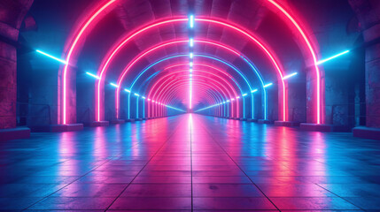 neon lights with the red, blue, and purple lights, in the style of elegant lines, poster, long distance and deep distance, light indigo and cyan, rtx on, uhd image, luminous sfumato