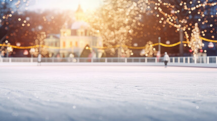 Outdoor ice skating rink in Chritsmas day