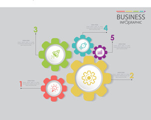5 steps Business data visualization. Process chart. elements  diagram, parts or processes. Vector...