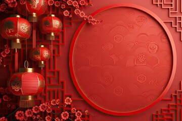 Chinese New Year Template with Circle Frame