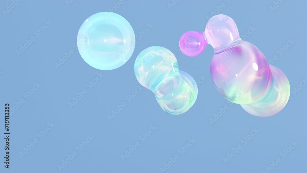 Aufkleber metaball animation of liquid blobs morphing. 3d abstract colorful metaballs background. bright holog
