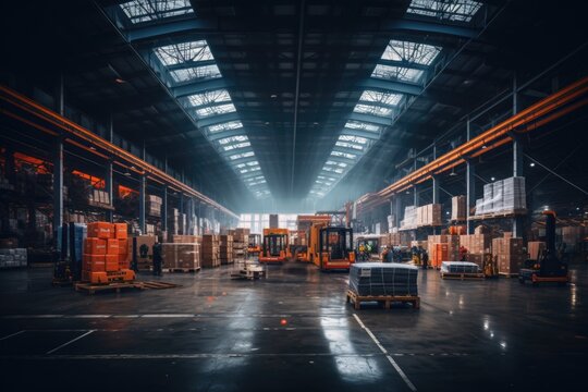 Interior of a large warehouse