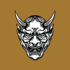 japanese demon mask illustration