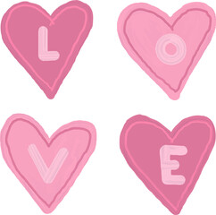 set of pink hearts