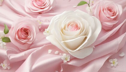 white and pink roses