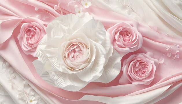 pink roses on a white background