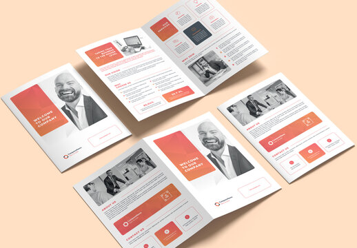 Bifold Brochure Layout with Pink Accents