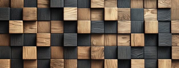 Beautiful Wooden blocks aligned together, abstract wall concept