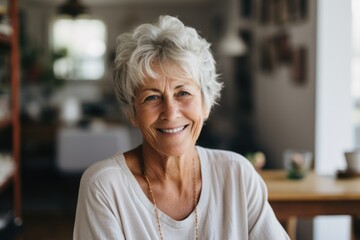 Fototapeta na wymiar Portrait of a senior woman smiling at home