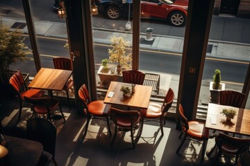 Above view of an empty cafe