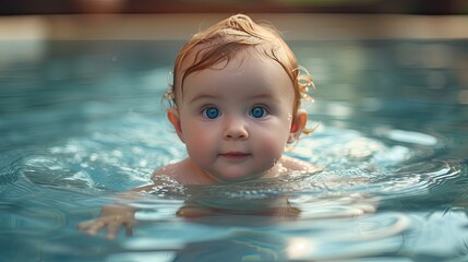 child in the pool swimming