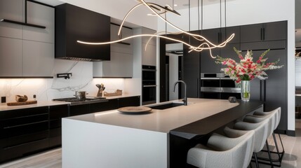 Glossy Black Open-Plan Kitchen