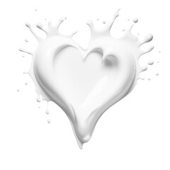 Heart shaped milk splash isolated