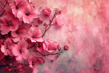 Beautiful pink flowers on a textured background