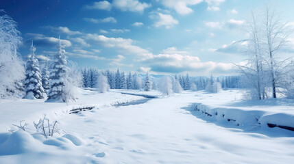 Obraz premium Glistening snow-covered landscapes in Chritsmas day