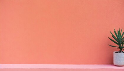 Sfondo orizzontale rosa tipo muro con pianta generato con ai - obrazy, fototapety, plakaty