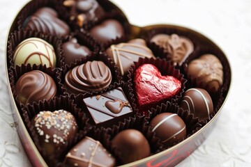 Obraz na płótnie Canvas heart shape chocolate for valentines day present and gift pragma