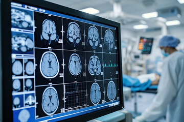 This is tomography of brain of patient in intensive care who is comatose AI Generation