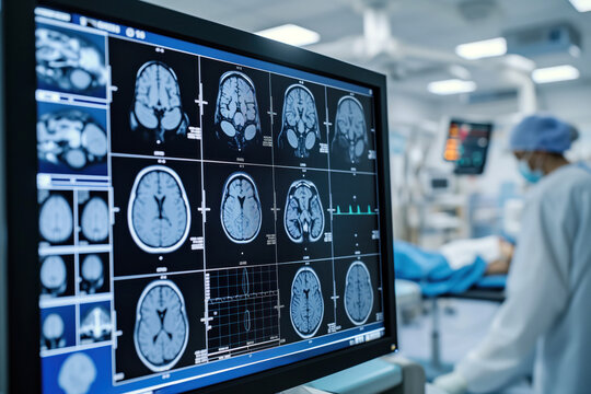 This is tomography of brain of patient in intensive care who is comatose AI Generation