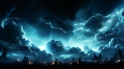 Electric Storm: Powerful Lightning Strike in the Dark Sky