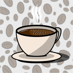 Cup of hot coffee with blur background