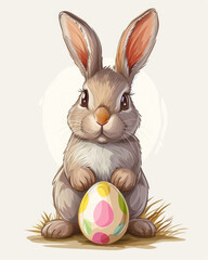 Rabbit Sitting Next to Easter Egg