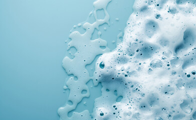 Foamy Bliss: Thick Shampoo Spot on Blue Background