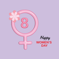 International Women's Day concept. Realistic 3d object cartoon style. Vector colorful illustration. 