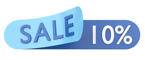 Ten percent sale. 10% sale. 3D illustration.
