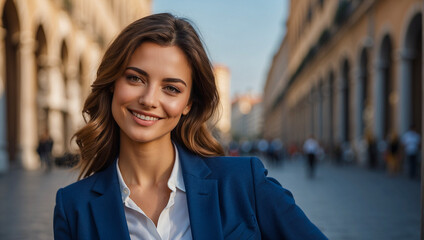portrait of a young happy businesswoman smiling, Italian woman