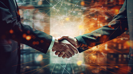 Businessmen making handshake with partner, greeting, dealing, merger and acquisition, business cooperation concept