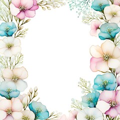 Frame with alcohol ink flowers.