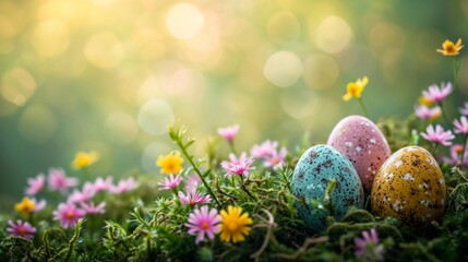 spring early morning easter background with copy space